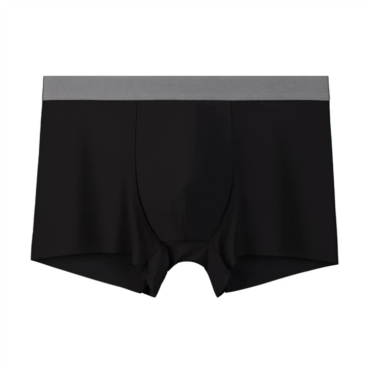 Sexy breathable short seamless boxer brief black soft belt elastic no press ice cool breathable fabric
